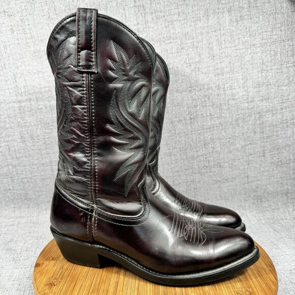 Laredo Western Boots Men\'s 9 D Pull On Cowboy Burgundy Leather